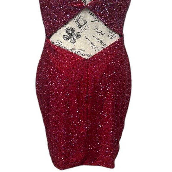 Amarra Red Cherry Cutout Mini Dress - Rhinestone V-back - Size 6 - Style 20168 - Picture 13 of 16